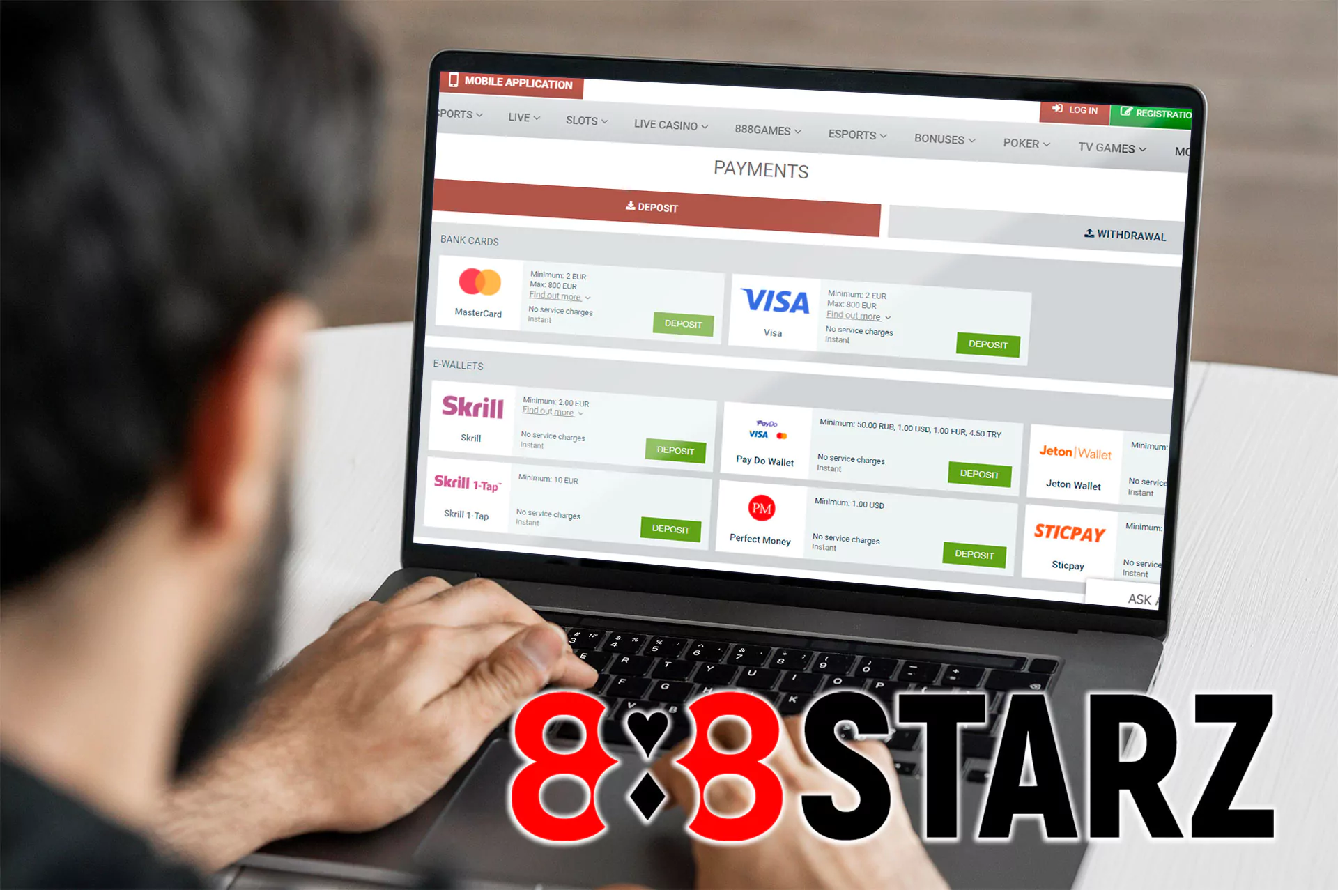 Top up your 888starz account.