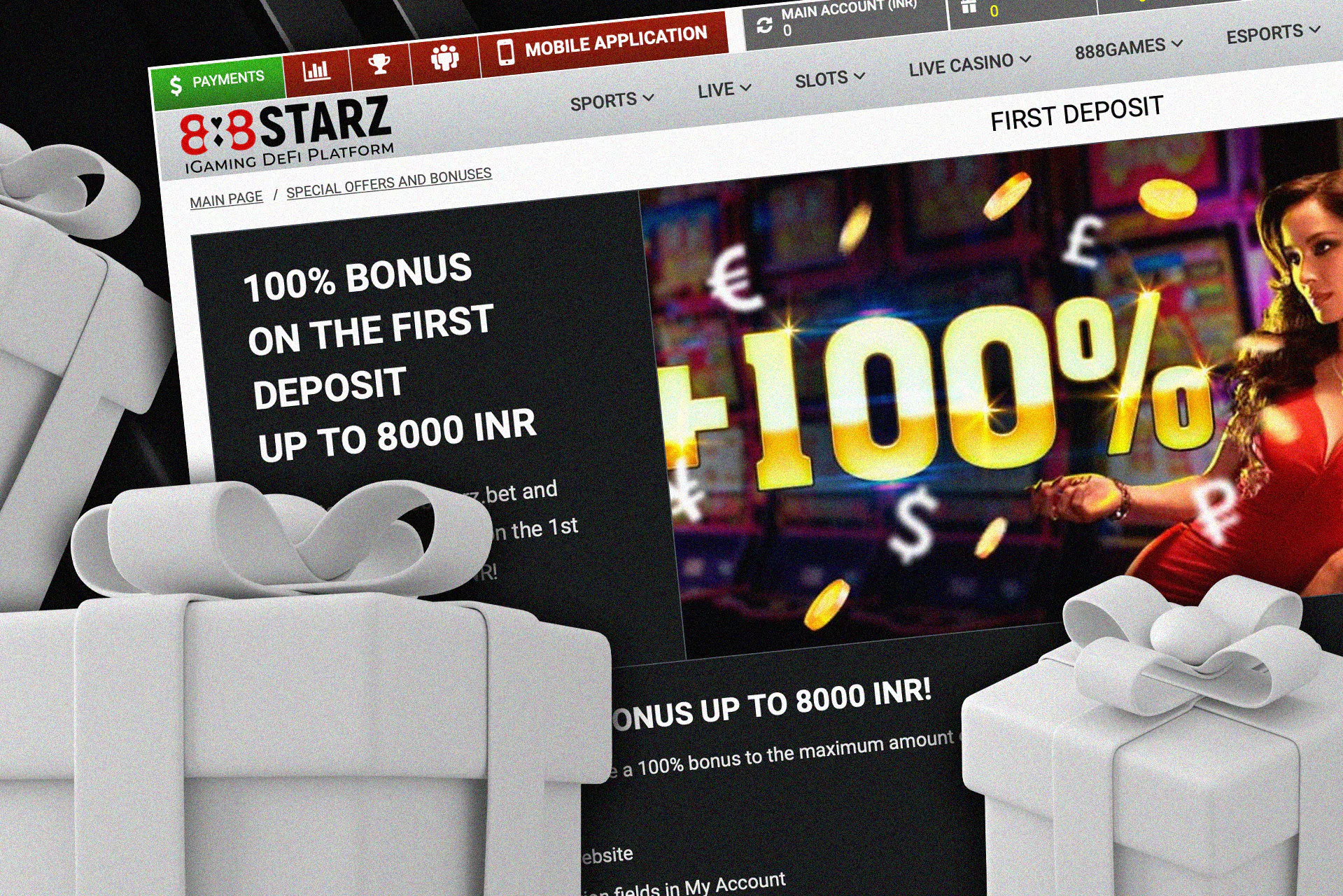 Regiter at 888starz and get a bonus of 100% on your first deposit.