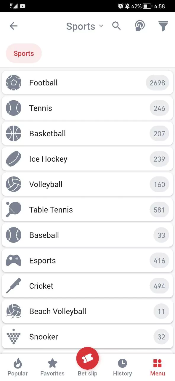 888Starz app sports betting section.